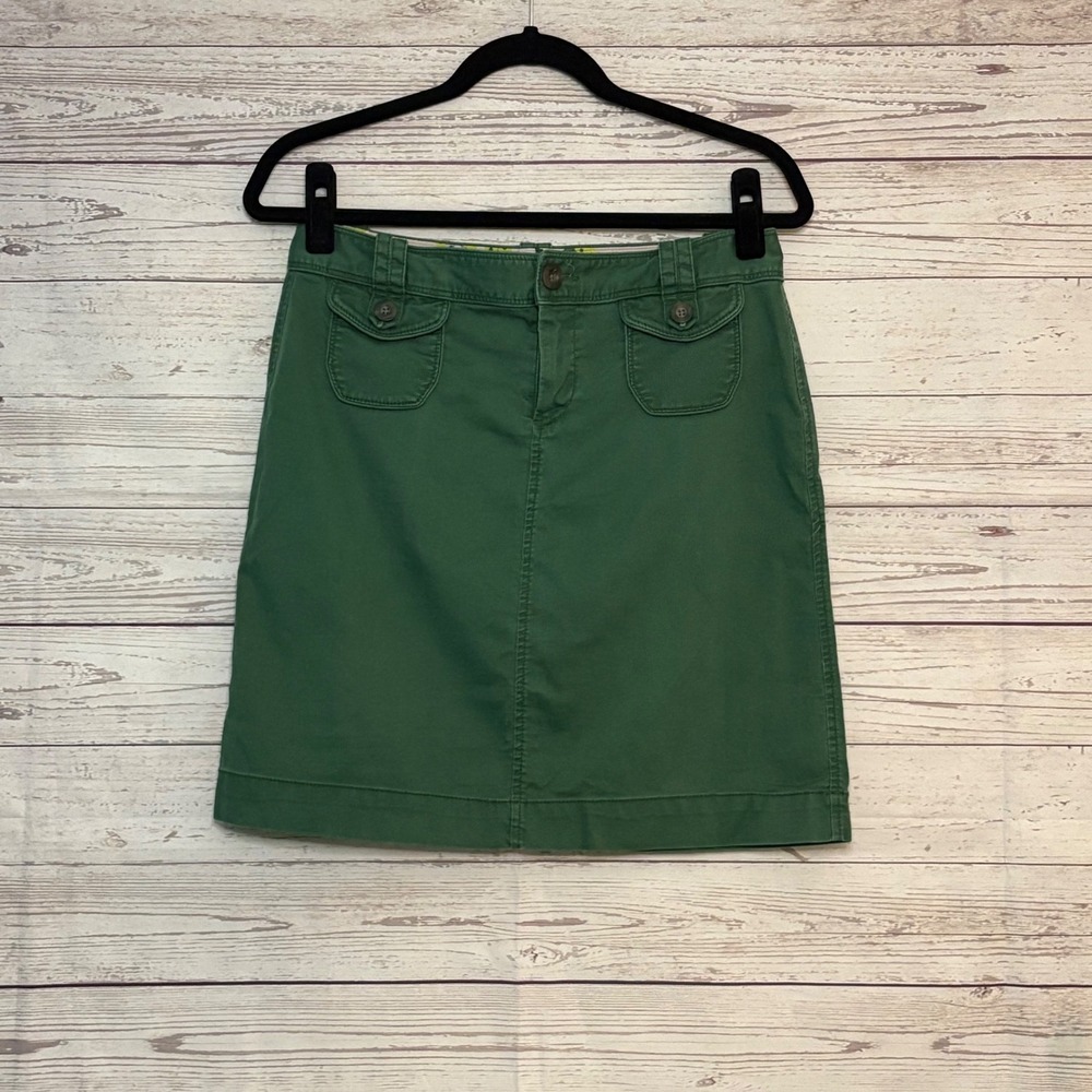 Old Navy Green Cotton‎ Utility Mini Skirt Size 6 Button Flap Pockets Casual